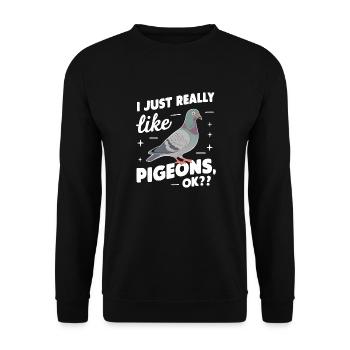 Pigeon Pigeons Animal Oiseau - Sweat-shirt Unisexe - noir - Devant - Alina (178cm) & Michal (187cm)