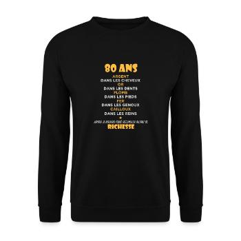 80 Ans Cadeau d anniversaire Drôle Cadeau 80 ans - Sweat-shirt Unisexe - noir - Devant - Alina (178cm) & Michal (187cm)