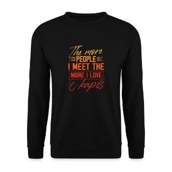 plus je rencontre de gens j’aime okapis Design - Sweat-shirt Unisexe - noir - Devant - Alina (178cm) & Michal (187cm)
