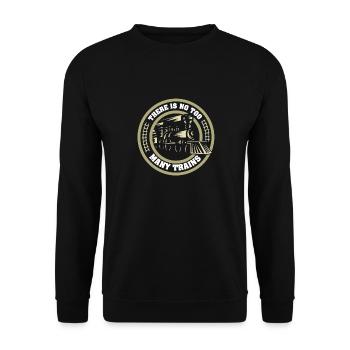 there is no too many trains Design - Unisex Pullover - Schwarz - Vorne - Alina (178cm) & Michal (187cm)