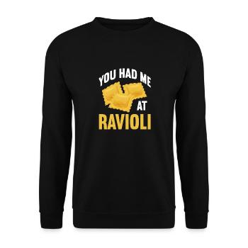 Vous m’avez eu aux raviolis de pâtes fourrées à l’italienne - Sweat-shirt Unisexe - noir - Devant - Alina (178cm) & Michal (187cm)