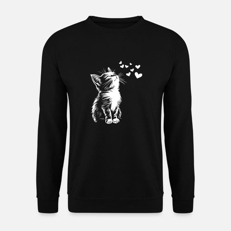 Süße Katze Herzen - Unisex Pullover - Schwarz