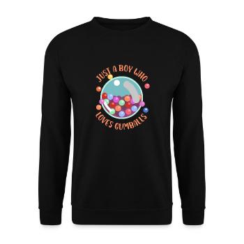 Just A Boy Who Loves Gumballs Chewing Bubblegum - Unisex Pullover - Schwarz - Vorne - Alina (178cm) & Michal (187cm)