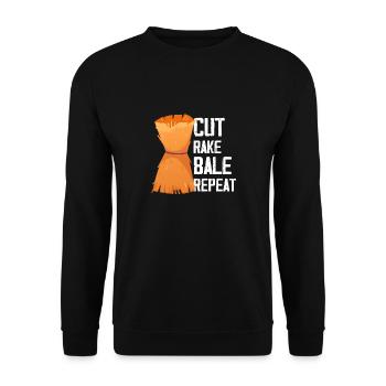 Cut Rake Bale Repeat Hay Baling Straw Bale Farmer - Unisex Sweatshirt - black - Front - Alina (178cm) & Michal (187cm)
