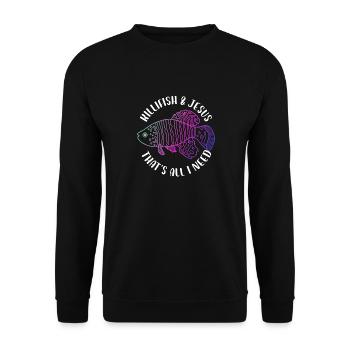 Killifish And Jesus That's All I Need Aquarium - Unisex Pullover - Schwarz - Vorne - Alina (178cm) & Michal (187cm)