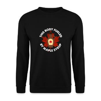 This Body Fueled By Maple Syrup Tree Tapping - Unisex Pullover - Schwarz - Vorne - Alina (178cm) & Michal (187cm)