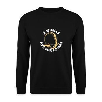 Two Wheels Are For Losers EUC Monowheel Riding - Unisex Pullover - Schwarz - Vorne - Alina (178cm) & Michal (187cm)