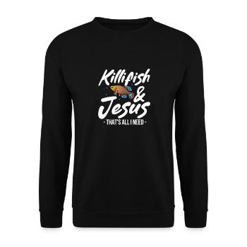 killifish and jesus thats all I need Design - Unisex Pullover - Schwarz - Vorne - Alina (178cm) & Michal (187cm)