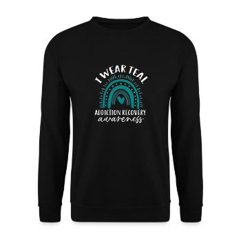 Je porte une prise de conscience sur le rétablissement de la dépendance à la sarcelle - Sweat-shirt Unisexe - noir - Devant - Alina (178cm) & Michal (187cm)