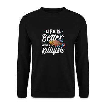 life is better with a killifish Design for a - Unisex Pullover - Schwarz - Vorne - Alina (178cm) & Michal (187cm)