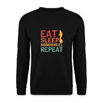 eat sleep monowheel repeat Design for a fan of - Unisex Sweatshirt - black - Front - Alina (178cm) & Michal (187cm)