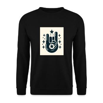 Rock On Hand Gesture with the Stars - Unisex Sweatshirt - black - Front - Alina (178cm) & Michal (187cm)