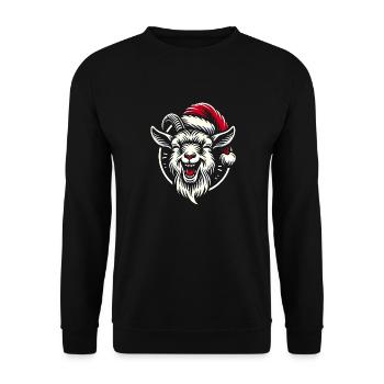 Drôle de chèvre de Noël avec chapeau de Père Noël - Sweat-shirt Unisexe - noir - Devant - Alina (178cm) & Michal (187cm)