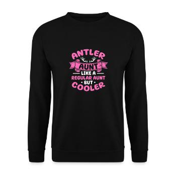 Antler Aunt Like A Regular Aunt But Cooler - Unisex Pullover - Schwarz - Vorne - Alina (178cm) & Michal (187cm)