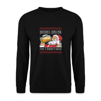 Betrunkener Weihnachtsmann Bier Liebhaber Dezember Muster - Unisex Pullover - Schwarz - Vorne - Alina (178cm) & Michal (187cm)