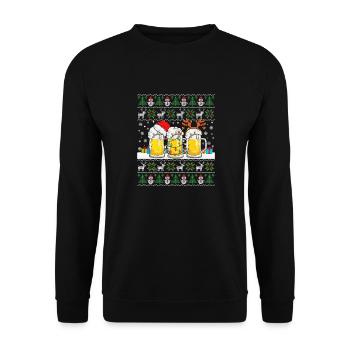 Ugly Christmas Sweater with Beer Ugly Christmas - Unisex Sweatshirt - black - Front - Alina (178cm) & Michal (187cm)