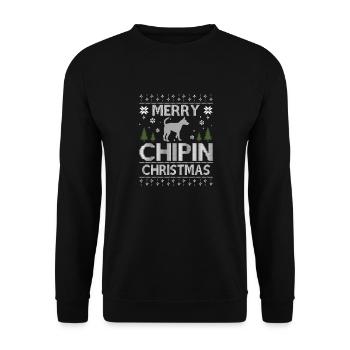 Merry Chip Christmas Dogs Ugly Christmas Dogs - Unisex Sweatshirt - black - Front - Alina (178cm) & Michal (187cm)