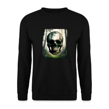 Human skull, intricately crafted from a forest - Unisex Sweatshirt - black - Front - Alina (178cm) & Michal (187cm)