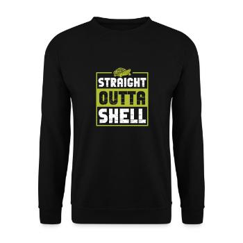 Straight Outta Shell Sea Turtle Red-Eared Slider - Unisex Sweatshirt - black - Front - Alina (178cm) & Michal (187cm)