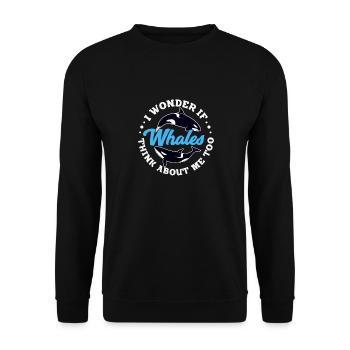 I Wonder If Whales Think About Me Too Orca - Unisex Pullover - Schwarz - Vorne - Alina (178cm) & Michal (187cm)