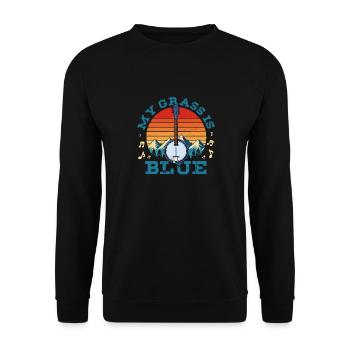 My Grass Is Blue Jazz Banjo Bluegrass Musician - Unisex Sweatshirt - black - Front - Alina (178cm) & Michal (187cm)