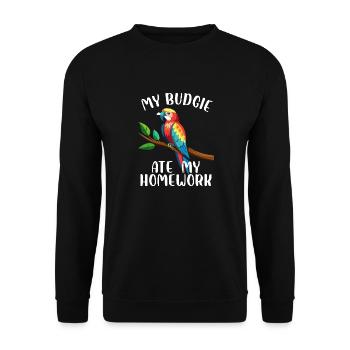 Ma perruche a mangé mes devoirs oiseau tropical perroquet animal de compagnie - Sweat-shirt Unisexe - noir - Devant - Alina (178cm) & Michal (187cm)