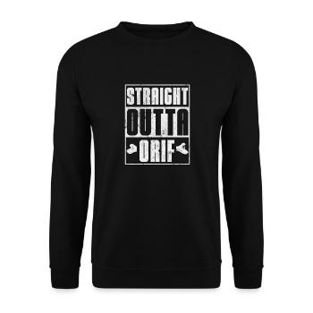 Straight Outta Orif Femur Fracture Broken Leg - Unisex Pullover - Schwarz - Vorne - Alina (178cm) & Michal (187cm)