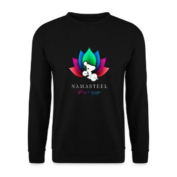 NAMASTEEL: Lifting is my Yoga! - Unisex Pullover - Schwarz - Vorne - Alina (178cm) & Michal (187cm)