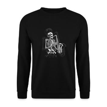 skeleton playing the saxophone in jazz band - Unisex Sweatshirt - black - Front - Alina (178cm) & Michal (187cm)