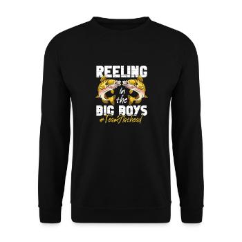 Reeling In The Big Boys Team Flathead Fishing - Unisex Sweatshirt - black - Front - Alina (178cm) & Michal (187cm)