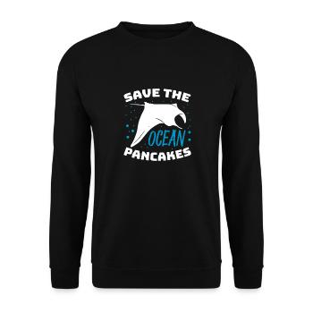 Save The Ocean Pancakes Racific Deep Sea Manta Ray - Unisex Pullover - Schwarz - Vorne - Alina (178cm) & Michal (187cm)