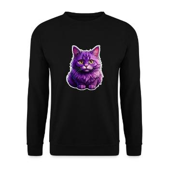 Cat modern design - Unisex Sweatshirt - black - Front - Alina (178cm) & Michal (187cm)