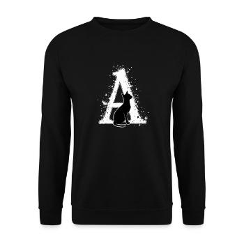 Letter A with cat - Unisex Sweatshirt - black - Front - Alina (178cm) & Michal (187cm)