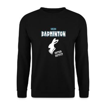 Badminton Oster Outfit Ostergeschenk Badmintoner - Unisex Pullover - Schwarz - Vorne - Alina (178cm) & Michal (187cm)