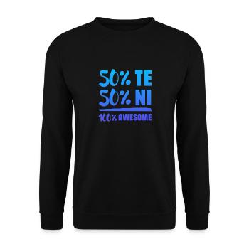 50 % Te 50 % En 100 % Génial Personnalité INTJ - Sweat-shirt Unisexe - noir - Devant - Alina (178cm) & Michal (187cm)