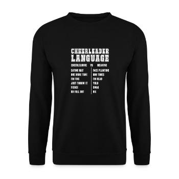 Cheerleading Language Team Spirit Cheering - Unisex Sweatshirt - black - Front - Alina (178cm) & Michal (187cm)