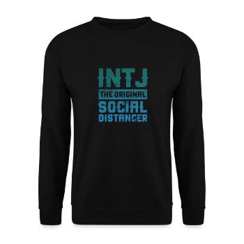INTJ : Le distanciateur social original - Sweat-shirt Unisexe - noir - Devant - Alina (178cm) & Michal (187cm)
