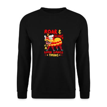 Roar Bling It’s A Lion Dance Thing Chinois Nouveau - Sweat-shirt Unisexe - noir - Devant - Alina (178cm) & Michal (187cm)