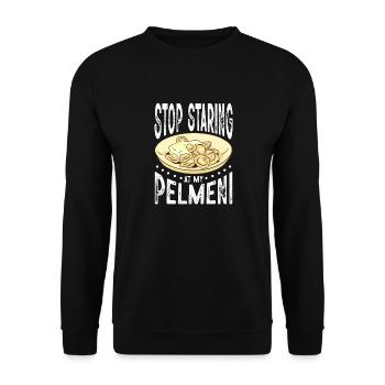 Arrête de regarder mon pelmeni - Sweat-shirt Unisexe - noir - Devant - Alina (178cm) & Michal (187cm)