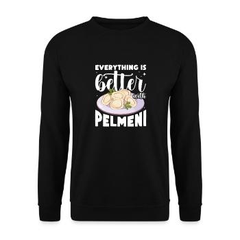 Tout va mieux avec Pelmeni - Sweat-shirt Unisexe - noir - Devant - Alina (178cm) & Michal (187cm)