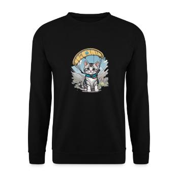 Parachute Chaton Parachutisme Chat Chats Parachutiste - Sweat-shirt Unisexe - noir - Devant - Alina (178cm) & Michal (187cm)