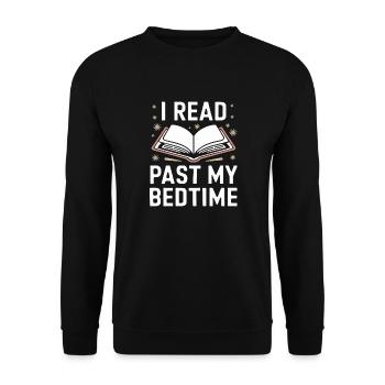Bücher Buch lesen Bücherei Bibliothek Bücherwurm - Unisex Pullover - Schwarz - Vorne - Alina (178cm) & Michal (187cm)