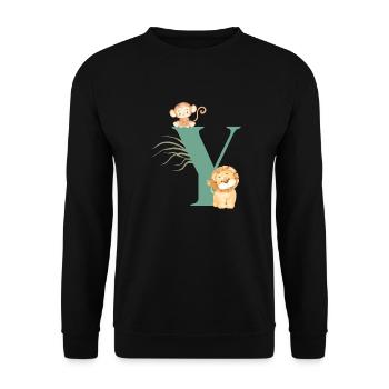 Letter y green jungle animals - Unisex Sweatshirt - black - Front - Alina (178cm) & Michal (187cm)