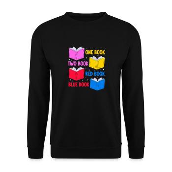 un livre deux livre livre rouge livre bleu Design pour un - Sweat-shirt Unisexe - noir - Devant - Alina (178cm) & Michal (187cm)
