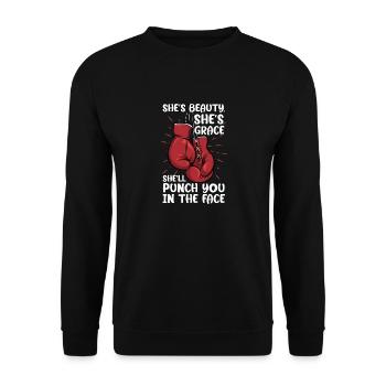 shes beauty shell punch you in the face Design - Unisex Pullover - Schwarz - Vorne - Alina (178cm) & Michal (187cm)