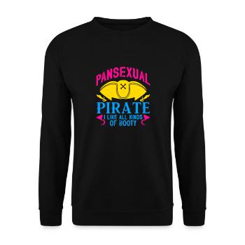 pansexual pirate i like all kids of booty Design - Unisex Pullover - Schwarz - Vorne - Alina (178cm) & Michal (187cm)