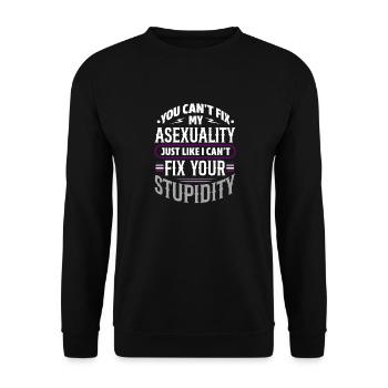 You cant fix my asexuality Design for a asexual - Unisex Pullover - Schwarz - Vorne - Alina (178cm) & Michal (187cm)