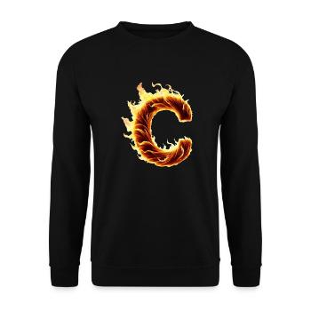Letter C Flames - Unisex Sweatshirt - black - Front - Alina (178cm) & Michal (187cm)