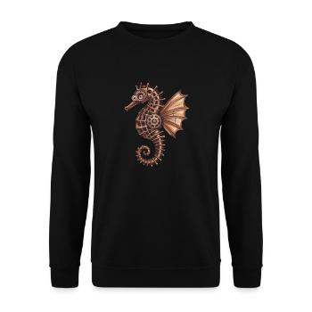 Intricate Steampunk Seahorse Design - Unisex Pullover - Schwarz - Vorne - Alina (178cm) & Michal (187cm)
