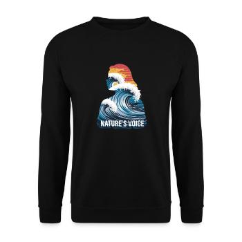 Nature's Voice Ocean Wave Design - Unisex Pullover - Schwarz - Vorne - Alina (178cm) & Michal (187cm)